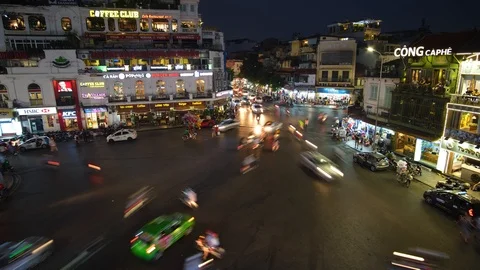 Timelapse or time lapse of night traffic in the city Stock Footage 97925287