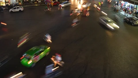 Timelapse or time lapse of night traffic in city Stock Footage 97925334