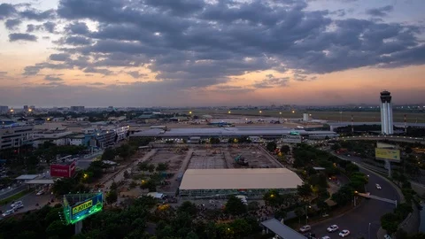 Timelapse or time lapse sunrise dawn sky to morning sky at the airport Stock Footage 94929948