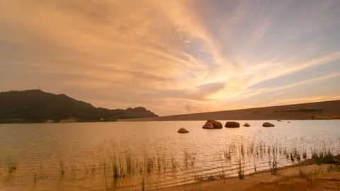 Timelapse orange cloud during sunset Stock Footage 86184805
