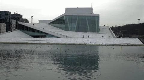 Timelapse The Oslo Opera House winter Stock-Footage 37659863