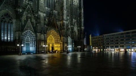 Timelapse outside Cologne Cathedral during Easter Vigil Stock Footage 61712856