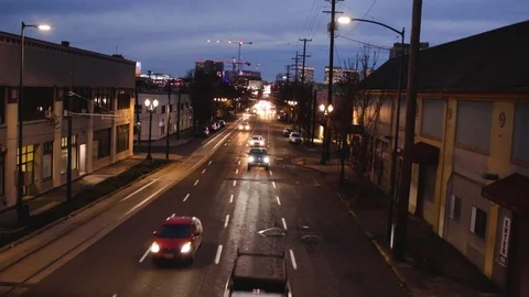 Timelapse Over Busy City Street At Night Stock Footage