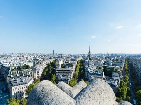 Timelapse over central Paris on a beautiful day with Eiffel Tower Stock Footage 84683017