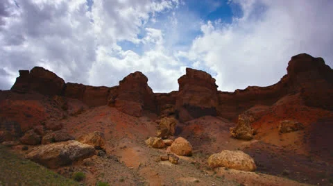 Timelapse over the Charyn (Timerlik) Canyon. Stock Footage 23578910