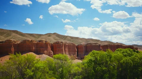 Timelapse over the Charyn (Timerlik) Canyon. Stock Footage 23579209