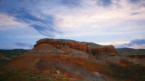 Timelapse over the Charyn (Timerlik) Canyon. Stock Footage 23579240
