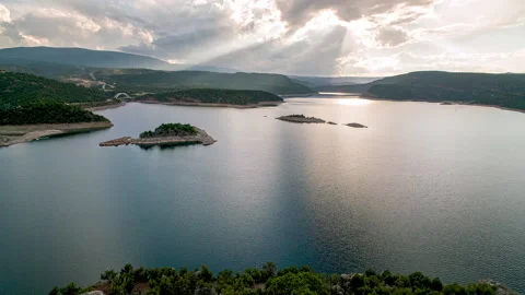 Timelapse over Flaming Gorge looking at Osprey Island Stock Footage 211791269