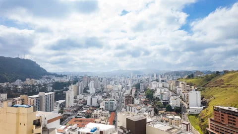 Timelapse Over Juiz de Fora With Dramatic Clouds and Clearing Light Stock Footage 340994125