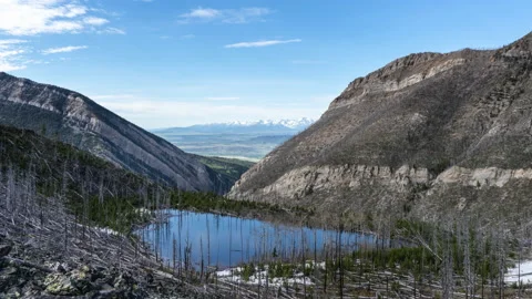 Timelapse over mountain lake in burned area Stock-Footage 167074246