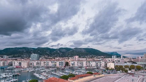 TIMELAPSE over Port of Toulon in cloudy day, France, Europe Stock Footage 219903227