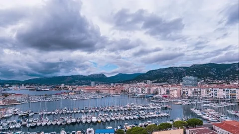 TIMELAPSE over Port of Toulon in cloudy day, France, Europe Stock Footage 219932254