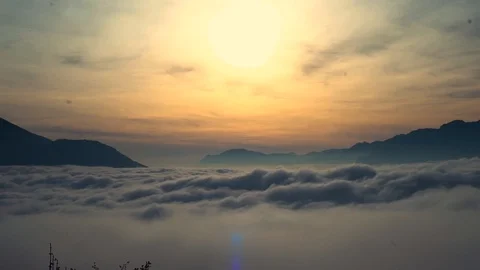 Timelapse over the sky and clouds at sunset Stock Footage 86320723