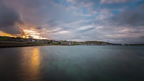 Timelapse over Stromness Orkney at Sunset 4K Stock-Footage 253195538