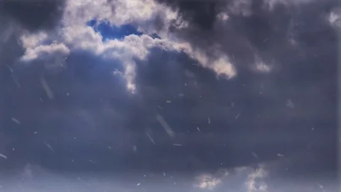 Timelapse Overcast sky and Gray clouds with white snowflake.  Stock Footage 128627396