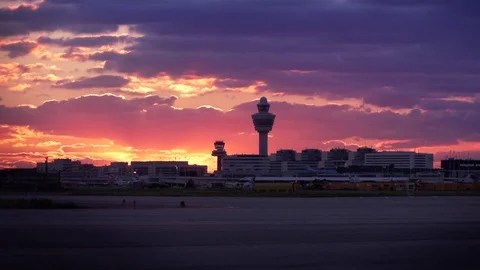 Timelapse overview of airport Stock Footage 74870806