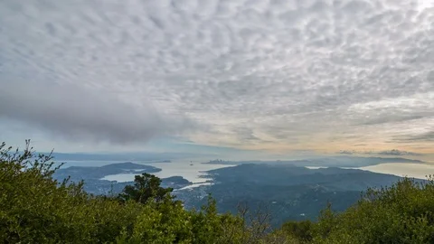 Timelapse Overview of Clouds over Bay Area from Mt. Tamalpais -Long Shot- Stock Footage