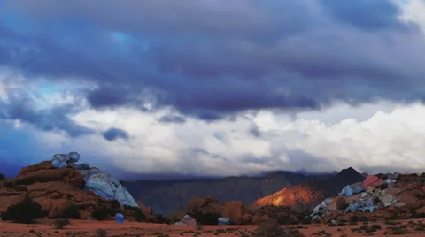 Timelapse at the Painted Rocks Valley in Morocco 스톡 동영상 68973468