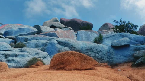 Timelapse at the Painted Rocks Valley in Morocco Stock Footage 68973863