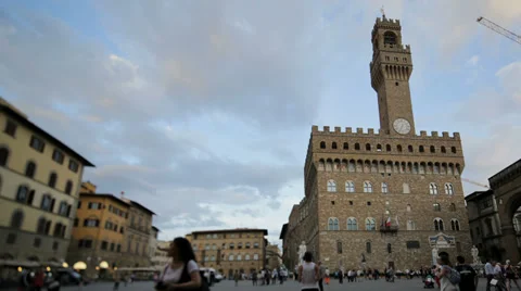Timelapse of Palazzo Vecchio town hall in Florence, Tuscany Stock Footage 36434622