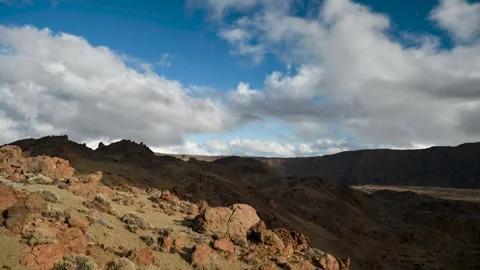 Timelapse Pan: Epic Storm Front Approaching Teide Volcanic Canyon, Tenerife, Can Stock-Footage 321202613
