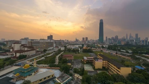 Timelapse Pan Right High Vantage Point Wide Angle View Of Kuala Lumpur Video stock 106762047