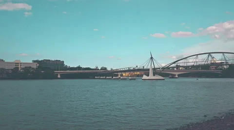 Timelapse Panning Brisbane River 4K Stock Footage 61651114