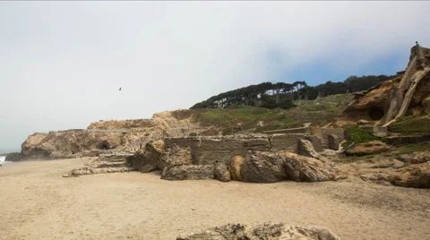 Timelapse panning Sutro Baths in San Francisco, California Stock Footage 60999540