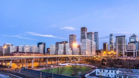 Timelapse of panoramic beijing cityscape during sunrise Vidéo 87055087