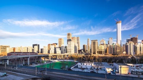 Timelapse of panoramic beijing cityscape Stock Footage 87054552