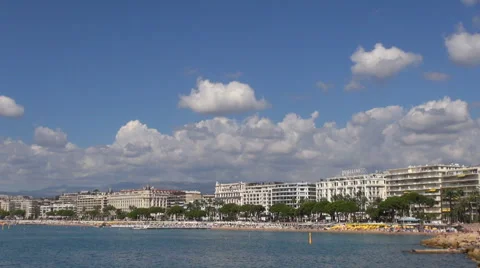 Timelapse panoramic view Cannes luxury resort French riviera summer day sunny Video stock 41905089