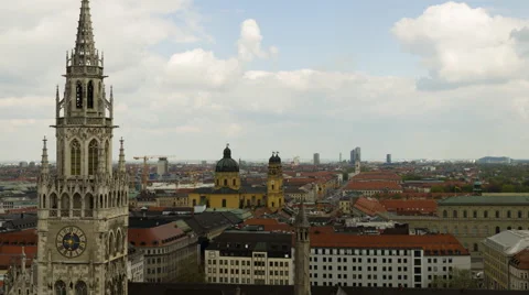 Timelapse with panoramic view of Munich city center showing the City Hall Stock-Footage 46636180