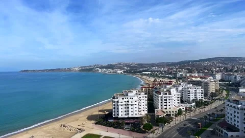 Timelapse of a panoramic view over the city center of Tanger in Morocco Stock Footage 225923897