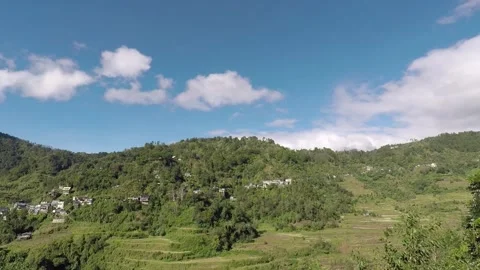 Timelapse, panoramic view of the valley and rice terraces in Banaue Stock Footage 147022244