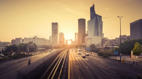 Timelapse, Paris LaDefense at sunset Stock-Footage 116060829