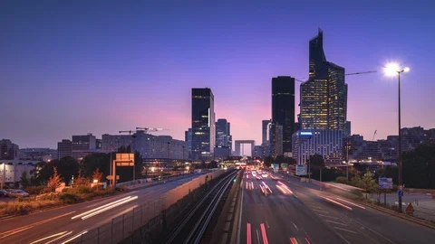 Timelapse, Paris LaDefense at sunset Stock Footage 116894923