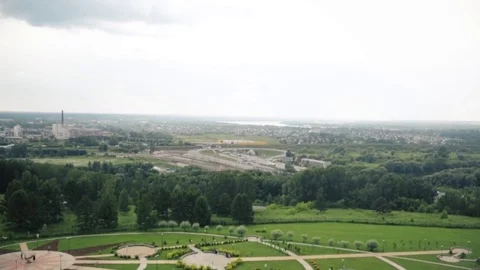 Timelapse Park in cloudly day in summer view from the top Stock Footage 77544308