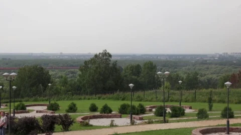Timelapse of a Park in cloudly day summer view from the top Stock Footage 77560718