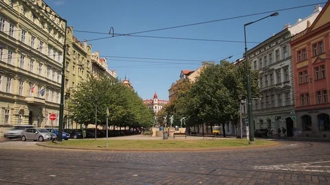 Timelapse of Park Surrounded by Busy Streets, Prague Stock Footage 93288758