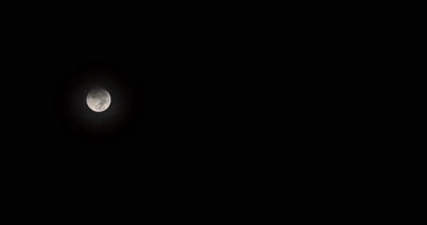 Timelapse of Partial Lunar Eclipse Beginning, Shadow Forms on 11-08-2022 - Stock Footage 222722150