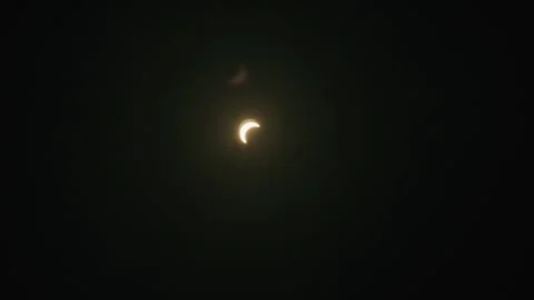 Timelapse of Partial Solar Eclipse During Sunset With Crescent Sun Stock Footage 342347913