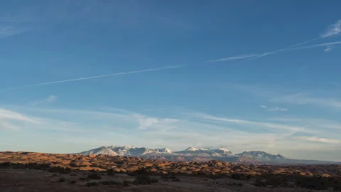 Timelapse of the Passing Clouds Over the Red Sandstone of Arches National Park Stock Footage 258148820