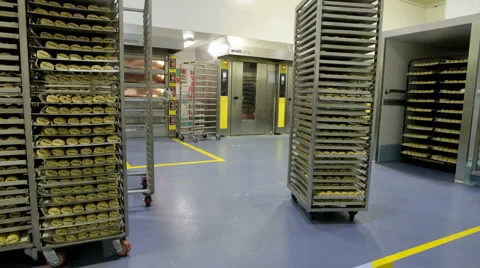 Timelapse of pastry ready for baking at a commercial bakery Video stock 1087369