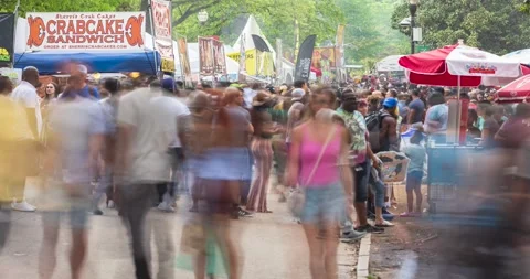 Timelapse patrons coming and going at Atlanta Dogwood Festival Stock Footage 241613363