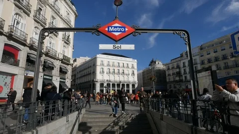 Timelapse of pedestrians at Puerta del Sol, Madrid, Spain Stock Footage 125979229