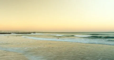 Timelapse of people at the beach during sunset in Durban, South Africa. Stock Footage 81570735
