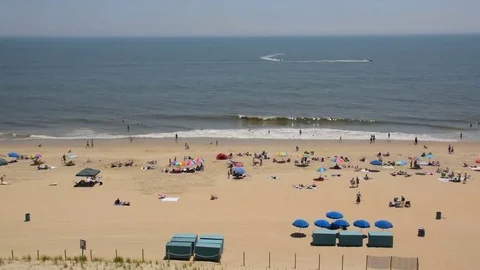 Timelapse of People at the Beach Stock Footage 82044001