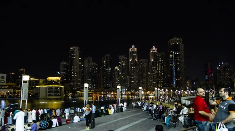 Timelapse Of People Enjoy Dancing Water Fountain Stock Footage 65927896