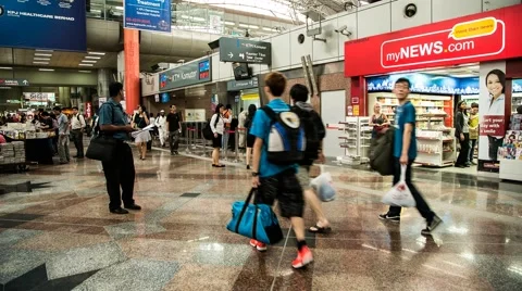 Timelapse of People Moving In Front of Stores Inside KL Central Station Stock Footage 49767166
