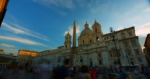 Timelapse of people at Piazza Navona in Rome, Italy Stock Footage 99111148